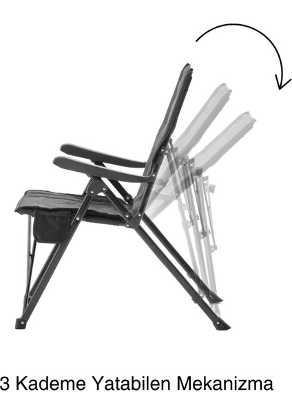 3 Kademe Yatabilen Sırtlı, Katlanabilir, Sünger Takviyeli 150 kg Kapasiteli Lüks Kamp Sandalyesi indirimleri