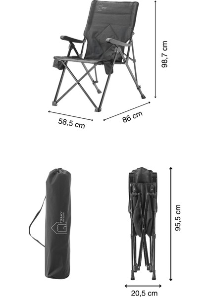 3 Kademe Yatabilen Sırtlı, Katlanabilir, Sünger Takviyeli 150 kg Kapasiteli Lüks Kamp Sandalyesi modelleri