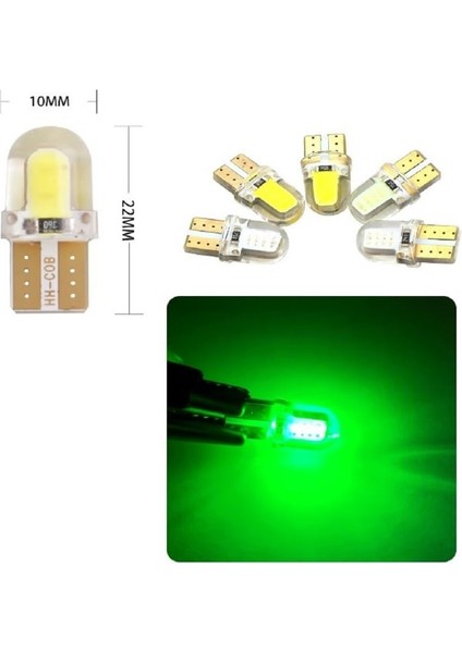 ( 5 x Adet ) 1 Set LED T10 Dipsiz Ampul 12V Sılıcon Canbus Smd LED Silika Green (Dipsiz Ampul Silikon LED Yeşil)