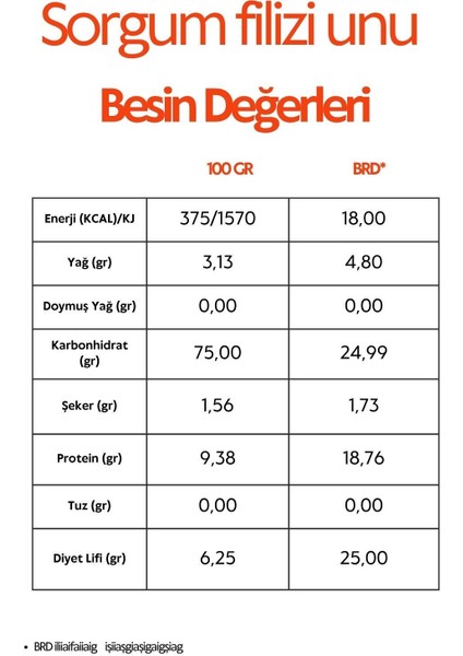 Filizlendirilmiş Glutensiz Sorgum Unu 3X250 G fiyatları
