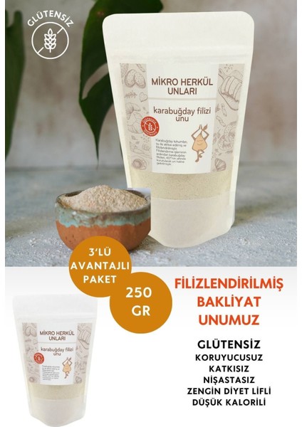 Glutensiz Karabuğday Filizi Unu 3'lü Avantaj Paketi (250 Grx3)