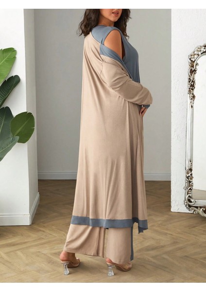 Büyük Beden 3lü Uzun Kol Hırka Atlet Alt Şeritli Viskon Takım fırsatları