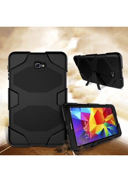 Ağır Hizmet Tipi Silikon Pc Hibrit Kılıf Klip Kickstand Combo Shell Samsung Galaxy Tab A 10.1(2016)T580 T585-BLACK (Yurt Dışından)