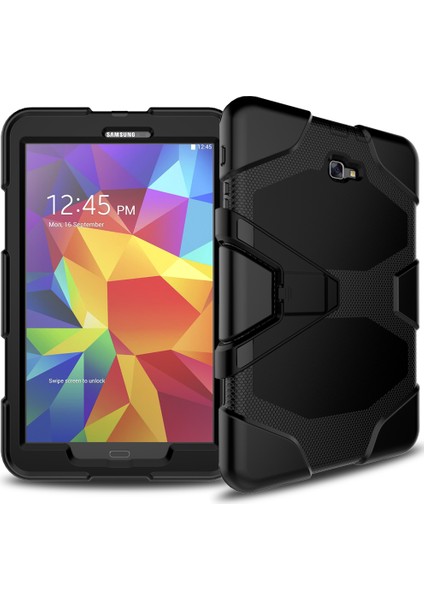 Ağır Hizmet Tipi Silikon Pc Hibrit Kılıf Klip Kickstand Combo Shell Samsung Galaxy Tab A 10.1(2016)T580 T585-BLACK (Yurt Dışından) modelleri