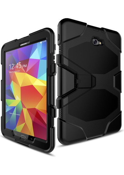 Ağır Hizmet Tipi Silikon Pc Hibrit Kılıf Klip Kickstand Combo Shell Samsung Galaxy Tab A 10.1(2016)T580 T585-BLACK (Yurt Dışından) indirimleri