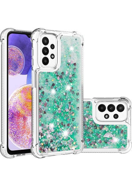 Samsung Galaxy A23 5g (Global Versiyon)/4g Sıvı Yüzen Glitter Pullar Tpu Arka Kapak Anti-Çizelge Telefon Vaka Yeşil/kalpler (Yurt Dışından) fiyatları