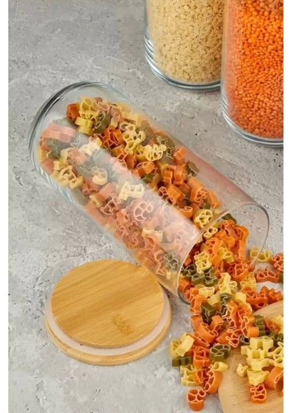 6'lı Bambu Kapaklı Vakumlu Cam Kavanozlar 1400ML Saklama ve Organizer Seti modelleri