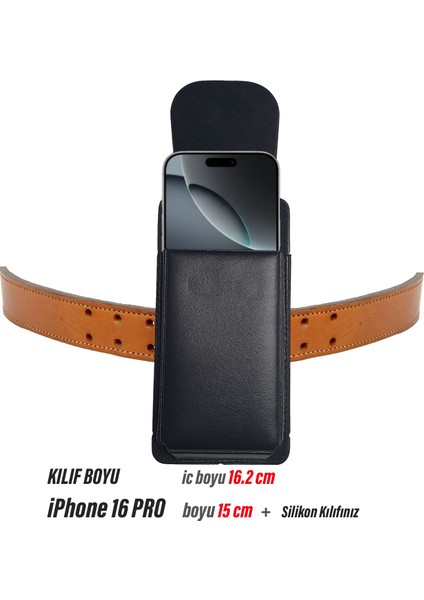 iPhone 16 Pro Kemer Kılıfı - Bel Kemer Kılıf Kapaklı Çanta