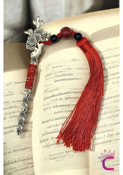 Kitap Ayıracı Tasarım Çiçekli Püsküllü Metal Saç Topuz Tokası 13CM Kız Arkadaş Sevgili Kadına Hediye