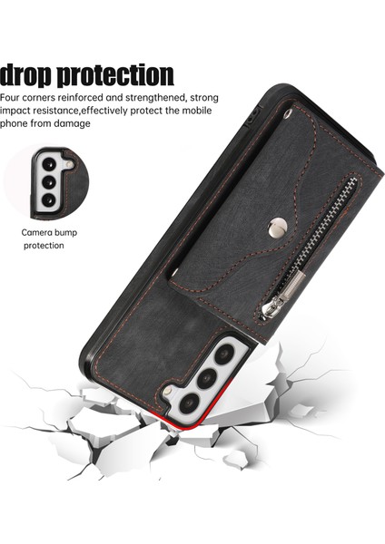 Samsung Galaxy S21+ 5g Kılıf Pu+ Tpu Kart Çantası 2 Askılı Cep Telefonu Kılıfı-Siyah (Yurt Dışından) fiyatları