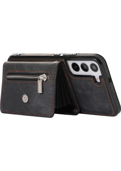 Samsung Galaxy S21+ 5g Kılıf Pu+ Tpu Kart Çantası 2 Askılı Cep Telefonu Kılıfı-Siyah (Yurt Dışından) fırsatları