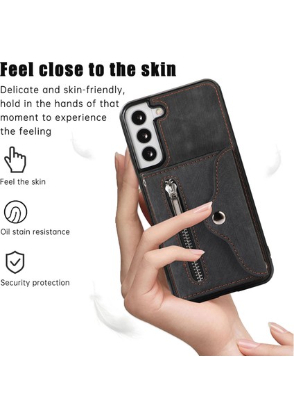 Samsung Galaxy S21+ 5g Kılıf Pu+ Tpu Kart Çantası 2 Askılı Cep Telefonu Kılıfı-Siyah (Yurt Dışından) indirimleri