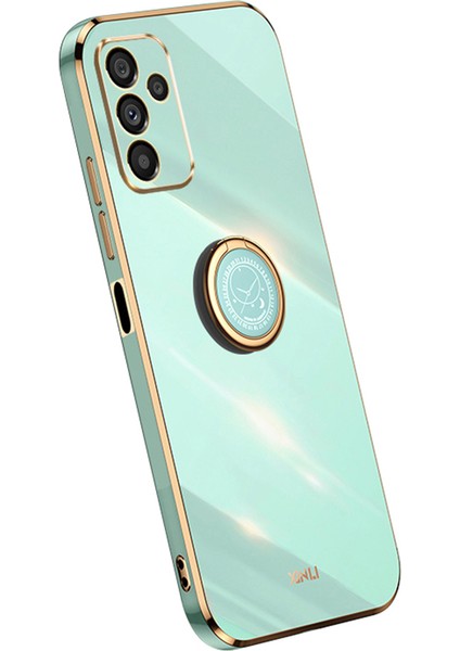 Samsung Galaxy A14 Için Xinli 5g Hassas Lens Kesme Halkası Kickstand Telefon Kılıfı Elektrokaplama Altın Kenar Yumuşak Tpu Kapak-Chyan (Yurt Dışından)