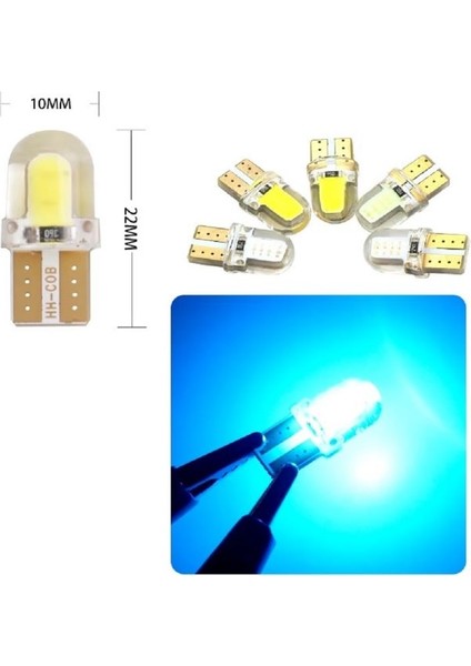 ( 5 x Adet ) 1 Set LED T10 Dipsiz Ampul 12V Sılıcon Canbus Smd LED Silika Ice Blue (Dipsiz Ampul Silikon LED Kristal Mavi)