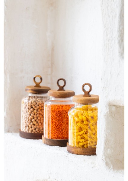 3’lü Akasya Cam Kavanoz Seti, Baharatlık, Şık ve Kullanışlı Mutfak Gereçleri