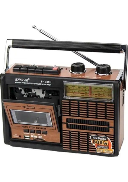 Kahverengi Retro Nostalji Radyo ve Kaset Çalar, Şık ve Zarif Tasarım