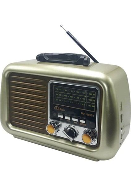 Nostaljik Fm Radyo, Usb, Sd, Bluetooth, Siyah, 1900BT