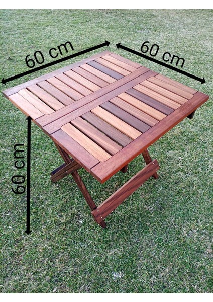 Ahşap Iroko Katlanabilir 60X60 Bahçe ve Balkon Masası