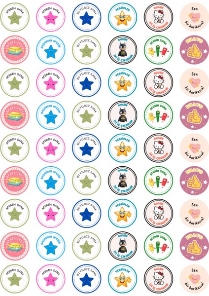 4 Sayfa Öğretmen Sticker Seti Öğrenci/ Ödül/ Ödev Stickerı/a4 Boyutu modelleri