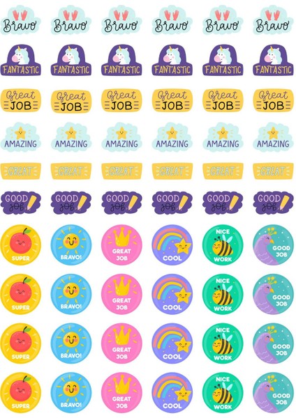 4 Sayfa Öğretmen Sticker Seti Öğrenci/ Ödül/ Ödev Stickerı/a4 Boyutu fırsatları