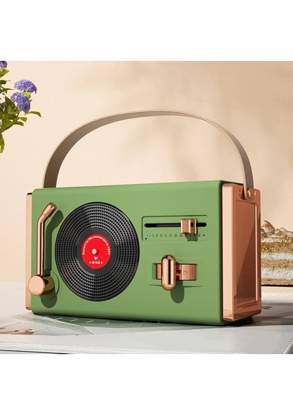 Yeşil Taşınabilir Dış Mekan Retro Hoparlör, Yüksek Ses Kalitesi