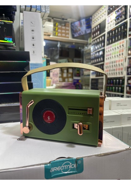 Yeşil Taşınabilir Dış Mekan Retro Hoparlör, Yüksek Ses Kalitesi indirimleri