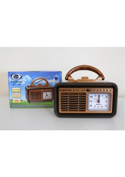 Kahverengi Şarjlı Nostaljik Radyo, Bluetooth, Fm, Usb, Tf, Aux Bağlantısı