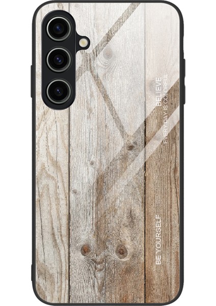 Samsung Galaxy A05S Için 4g Ince Kılıf Ahşap Doku Temperli Cam Tpu Şok Geçirmez Telefon Kapak-Grey (Yurt Dışından)