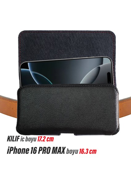 iPhone 16 Pro Max Kemer Kılıfı - 16 Plus Bel Kemer Kılıf Kapaklı Çanta