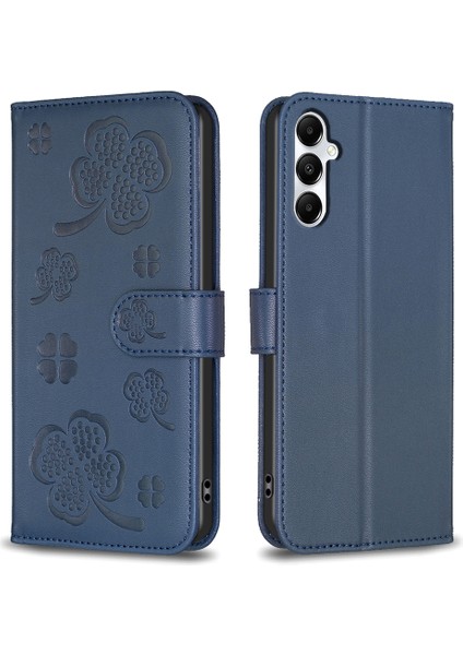 Samsung Galaxy A05S 4g Manyetik Kasa Yonca Desen Cüzdan Flip Telefon Kapak-Mavi Için (Yurt Dışından)