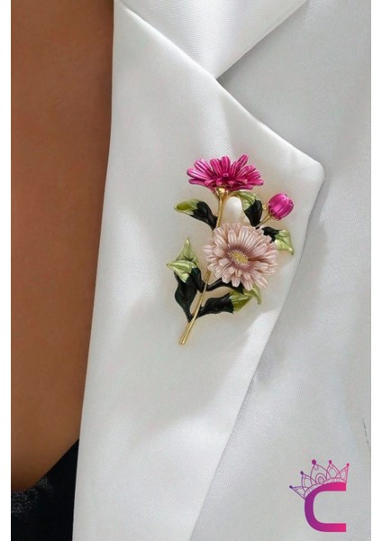 Dekoratif Kore Tarzı Çiçekli Kadın Broş Arkadaşa Iş Hediyesi Hediyelik Elbise Ceket Yaka Iğnesi Broş