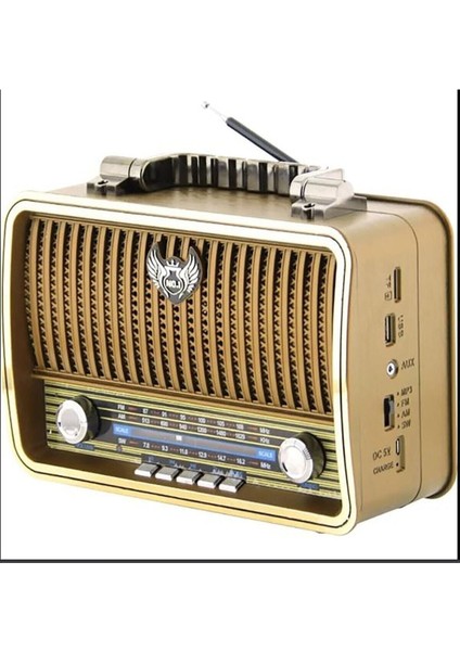 Ahşap Nostaljik Radyo ve Büyük Boy Bluetooth Hoparlör, Ekru