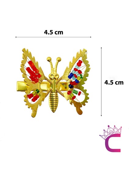 2'li Retro Sallanan Kelebek Toka Renkli Boncuklu Gold Metal - Hareketli Kanatlı Kelebekli Saç Tokası fırsatları