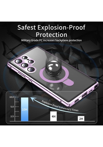 Samsung Galaxy S24 Ultra Kılıf Manyetik Kickstand Gizlilik Temperli Cam + Mat Pc Arka Telefon Kapağı-Mor (Yurt Dışından) fiyatları