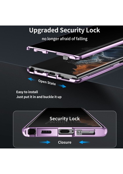 Samsung Galaxy S24 Ultra Kılıf Manyetik Kickstand Gizlilik Temperli Cam + Mat Pc Arka Telefon Kapağı-Mor (Yurt Dışından) indirimleri