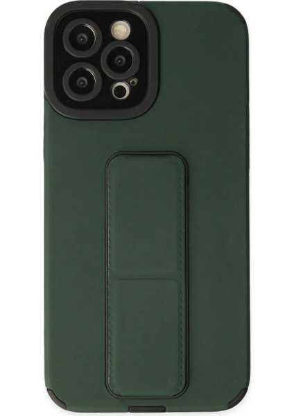 iPhone 12 Pro Max Kılıf Mega Standlı Silikon - Yeşil