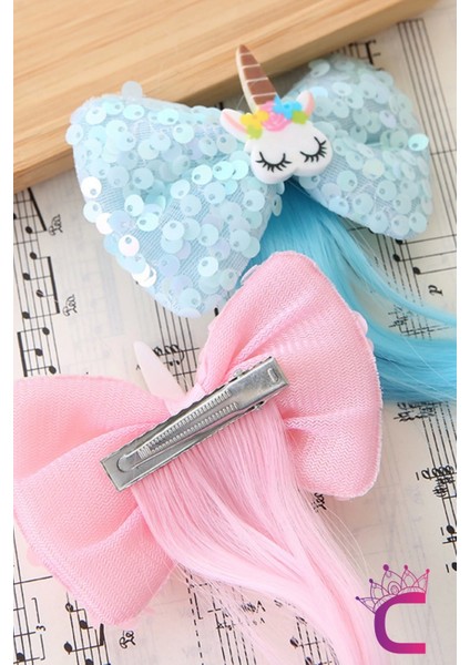 Unicorn Fuşya Pullu Kız Çocuk Saç Postiş Toka - Hediyelik Takma Saç Aksesuar At Kuyruğu Pens Toka fiyatları