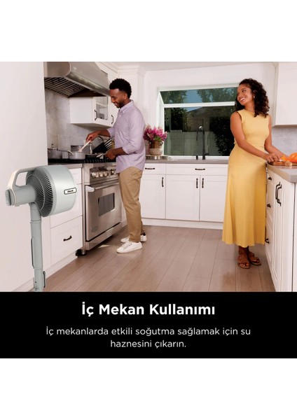 Flexbreeze Promist Taşınabilir Buharlı Fan – Iç ve Dış Mekan Uyumlu, Beyaz