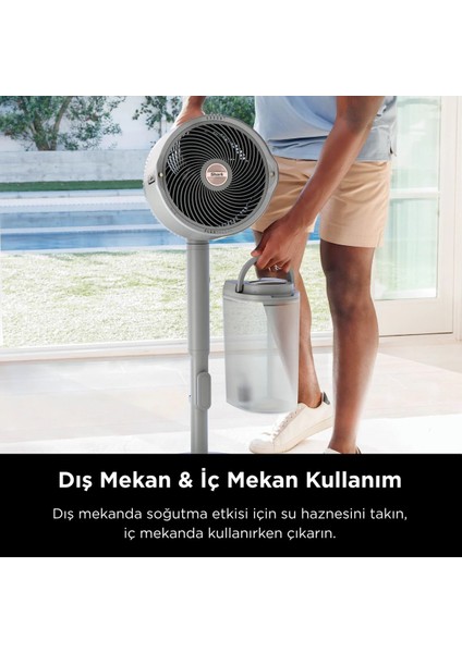 Flexbreeze Promist Taşınabilir Buharlı Fan – Iç ve Dış Mekan Uyumlu, Beyaz