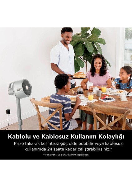 Flexbreeze Promist Taşınabilir Buharlı Fan – Iç ve Dış Mekan Uyumlu, Beyaz