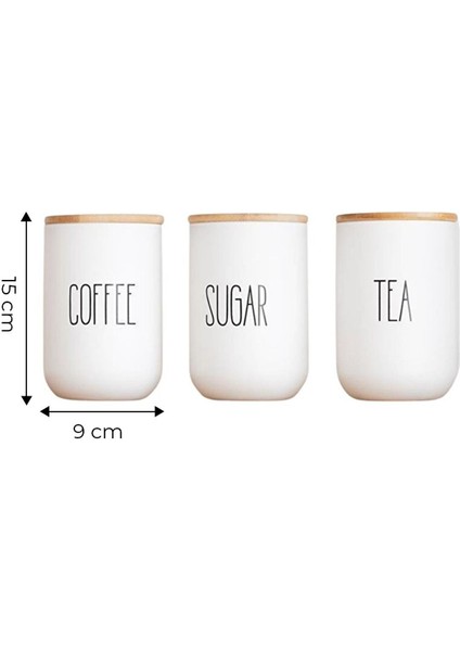 3'lü Vakumlu Bambu Kapaklı Beyaz Kavanoz Seti 1000ML Çay,şeker,kahve fiyatları
