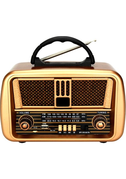 Vintage Tasarımlı, Şarjlı, Bluetooth ve Çok Fonksiyonlu Taşınabilir Radyo Kahverengi modelleri