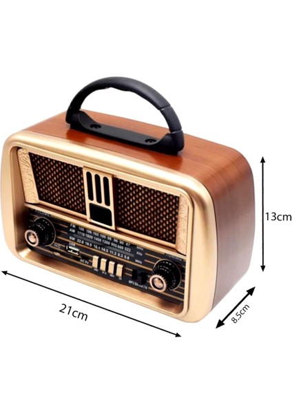 Vintage Tasarımlı, Şarjlı, Bluetooth ve Çok Fonksiyonlu Taşınabilir Radyo Kahverengi fırsatları