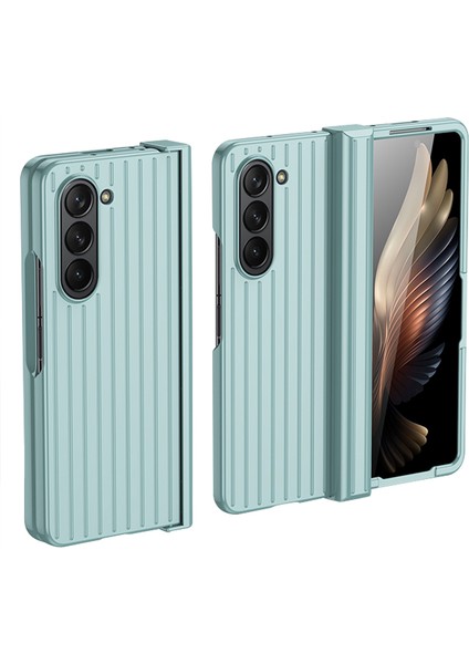 Samsung Galaxy Z Için 5g Telefon Kılıf Anti-Drop Sert Pc Kılıfı Çizgili Tasarım Şok Geçirmez Telefon Kapak Baby Mavi (Yurt Dışından)