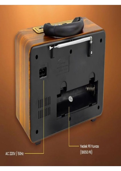 Şık Kumandalı Çok Fonksiyonlu Nostaljik Radyo Kahverengi indirimleri