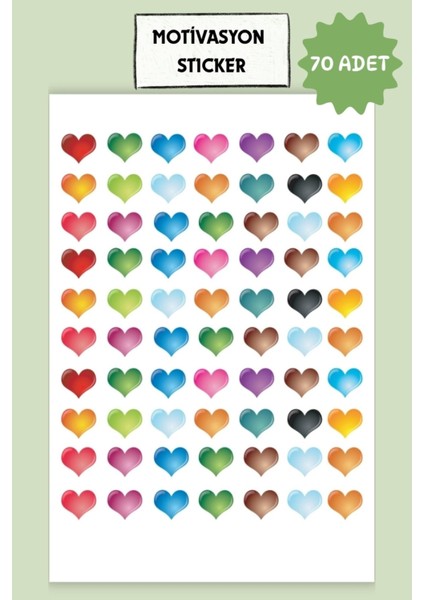 70 Adet Kalp Sticker Çıkartma Seti , Okul Tebrik Stickerı ,öğretmen Hediyesi,motivasyon
