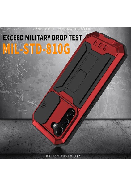 Samsung Galaxy S22+5G-KIRMIZI Için 2. Nesil Kickstand Tasarımlı Kayar Kamera Kılıfı Düşmeyi Önleyici Toz Geçirmez Metal+Silikon+Pc Kasası ve Dahili Temperli Cam Ekran Koruyucusu (Yurt Dışından) indirimleri