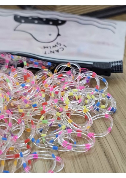 300'LÜ Çantalı Dayanıklı Perma Lastik Toka Seti - Çocuk Bebek Şeffaf Neon Renkli Saç Örgü Lastiği fiyatları