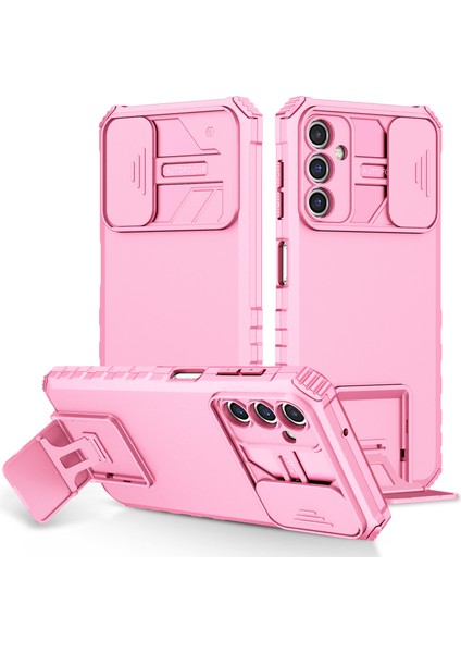 Samsung Galaxy A14 Için 5g Kickstand Telefon Kasası Slayt Kamera Koruması Pc+Tpu Kapak-Pembe (Yurt Dışından)
