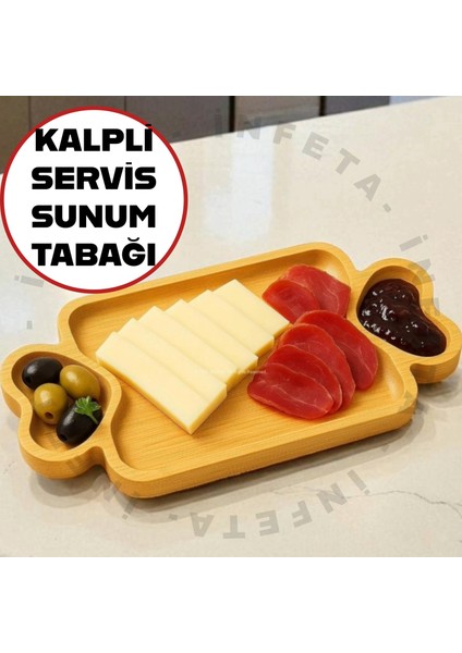 Bambu Kalpli Sunum Servis Tabağı 3 Bölmeli 25X14